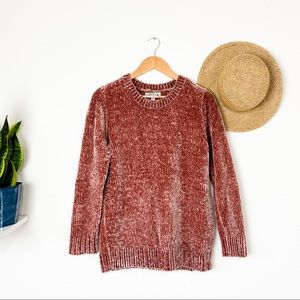 Orvis Rose Pink Chenille Crew Cozy Velvet Sweater